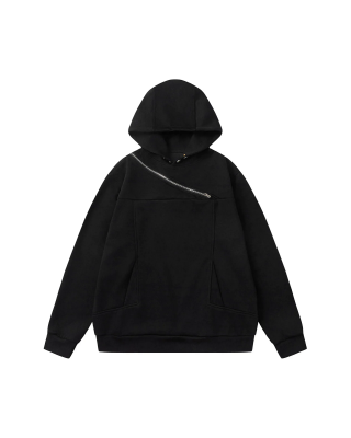 Deconstructed Rivet Angular-Zip Hoodie