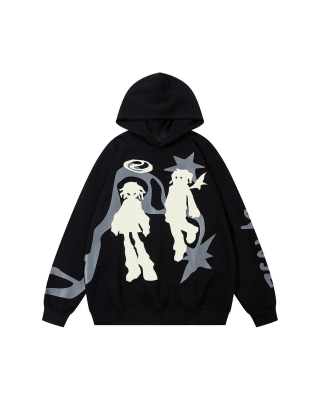 Abstract Angel Print Pullover Hoodie