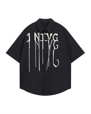 Bold Letter Graphic Short-Sleeve Shirt