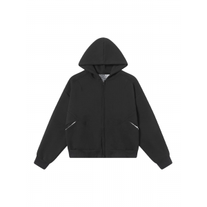 Retro Plaid Lining Zip Up Hooded Sweatshirt