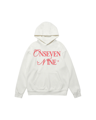 Basic Letter Print Fleece Hoodie