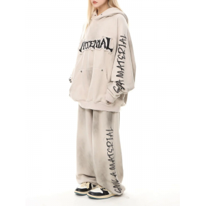 Wasteland Washed Patched Embroidered Hoodie Set