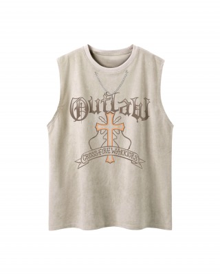 Cross Chain Suede Street Rap Sleeveless Vest