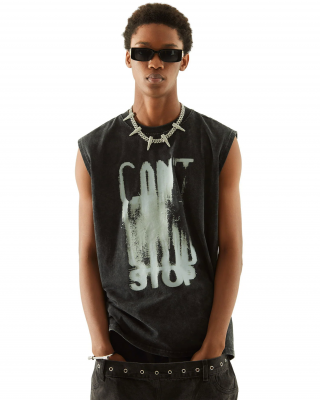 Art Letter Washed Distressed Vest