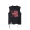 Asymmetric Distressed Graffiti Chain Vest