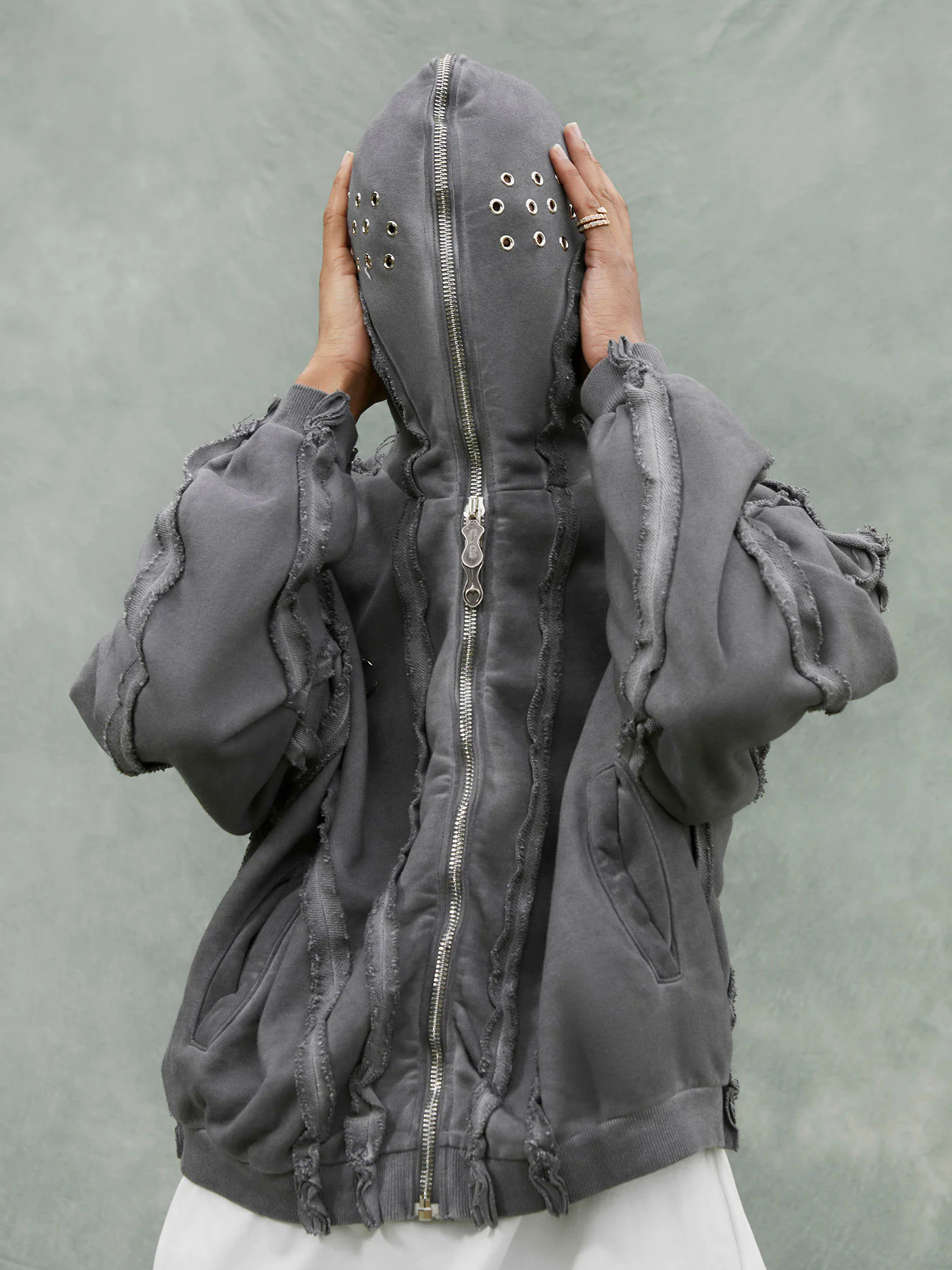 Heavy Washed Distressed Full Zip Hoodie - 2057 Heavy Washed Distressed Full Zip Hoodie - 2057