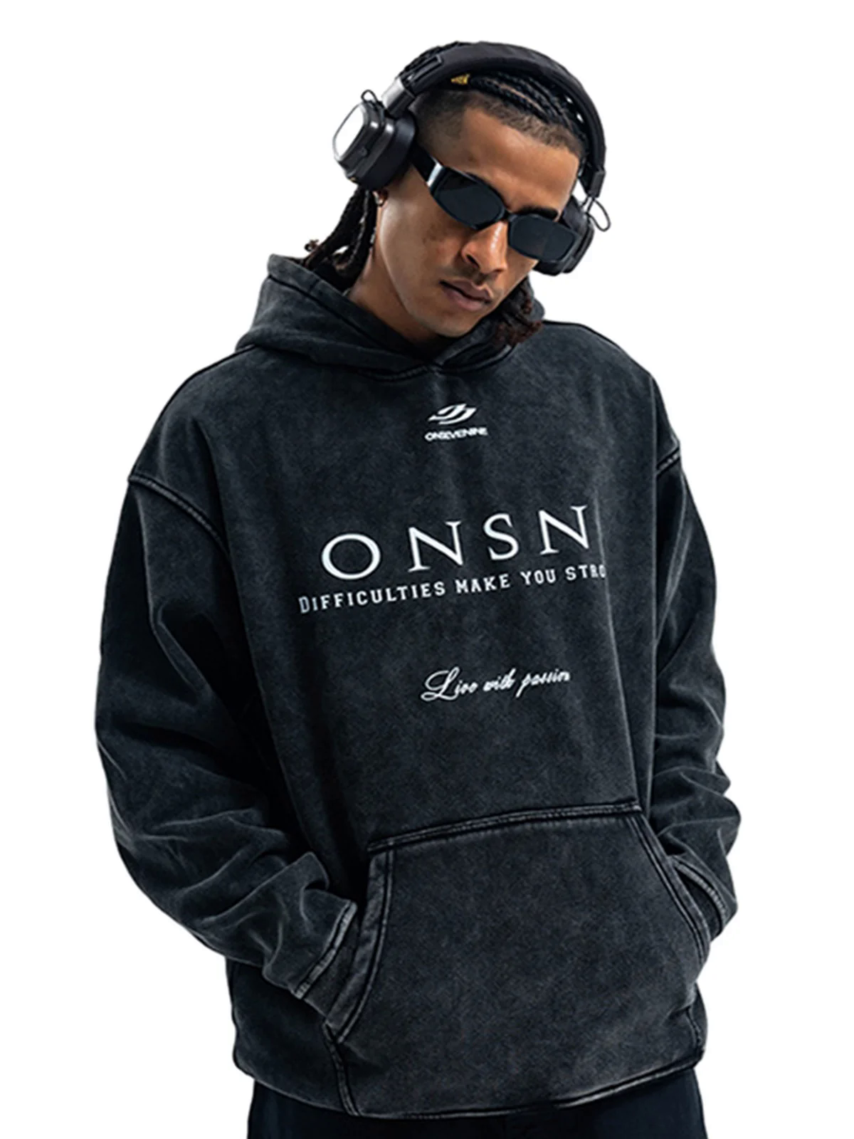 Heavy Washed Print Fleece Hoodie Heavy Washed Print Fleece Hoodie