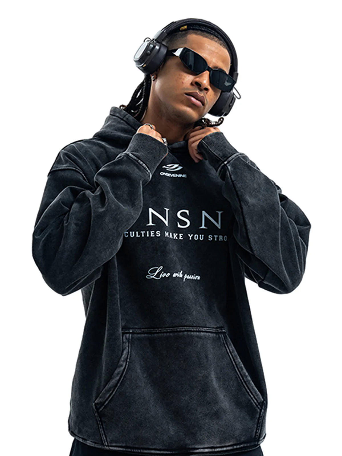 Heavy Washed Print Fleece Hoodie Heavy Washed Print Fleece Hoodie