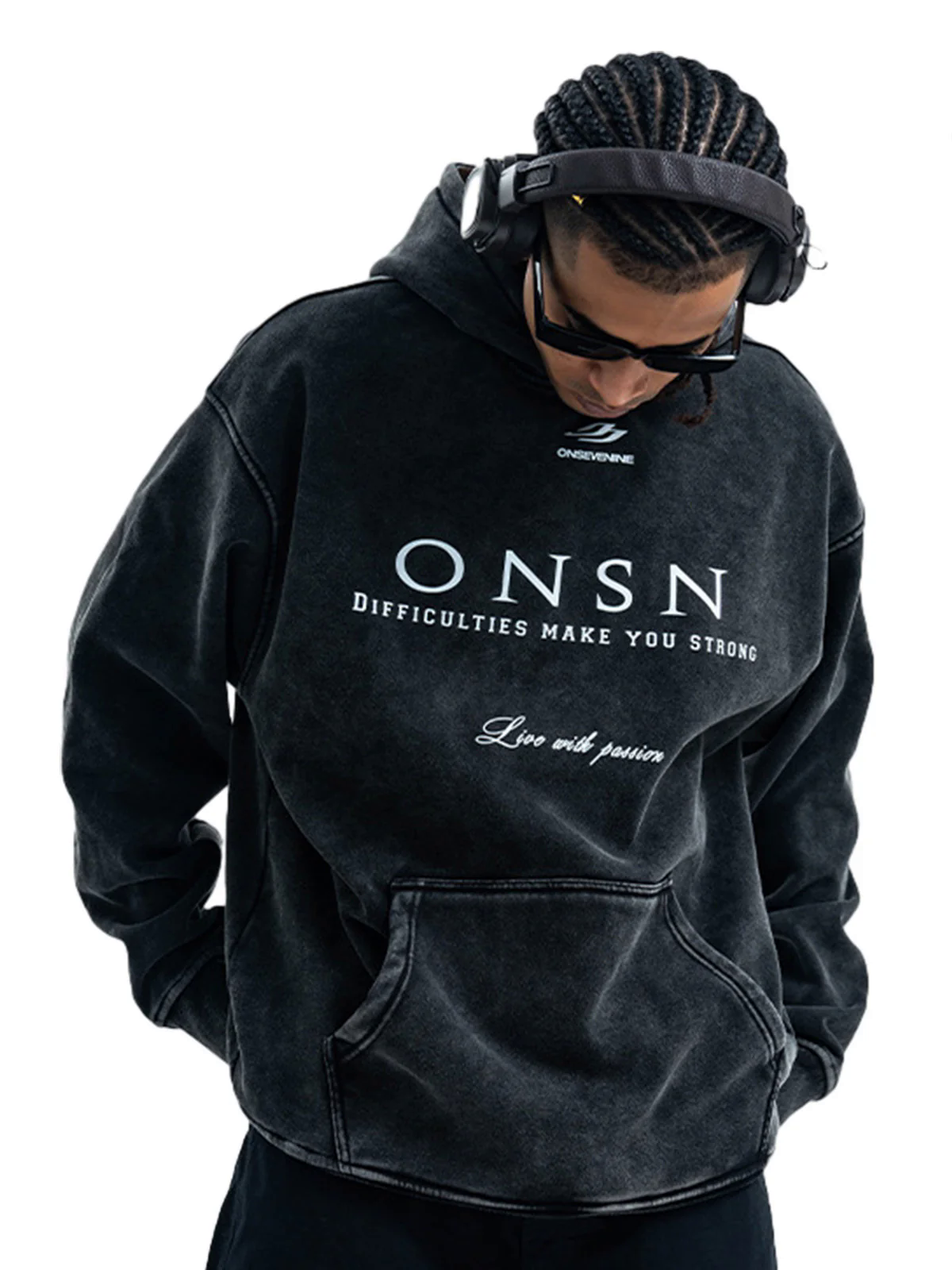 Heavy Washed Print Fleece Hoodie Heavy Washed Print Fleece Hoodie