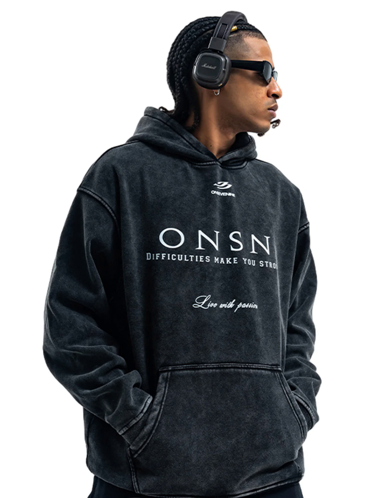 Heavy Washed Print Fleece Hoodie Heavy Washed Print Fleece Hoodie
