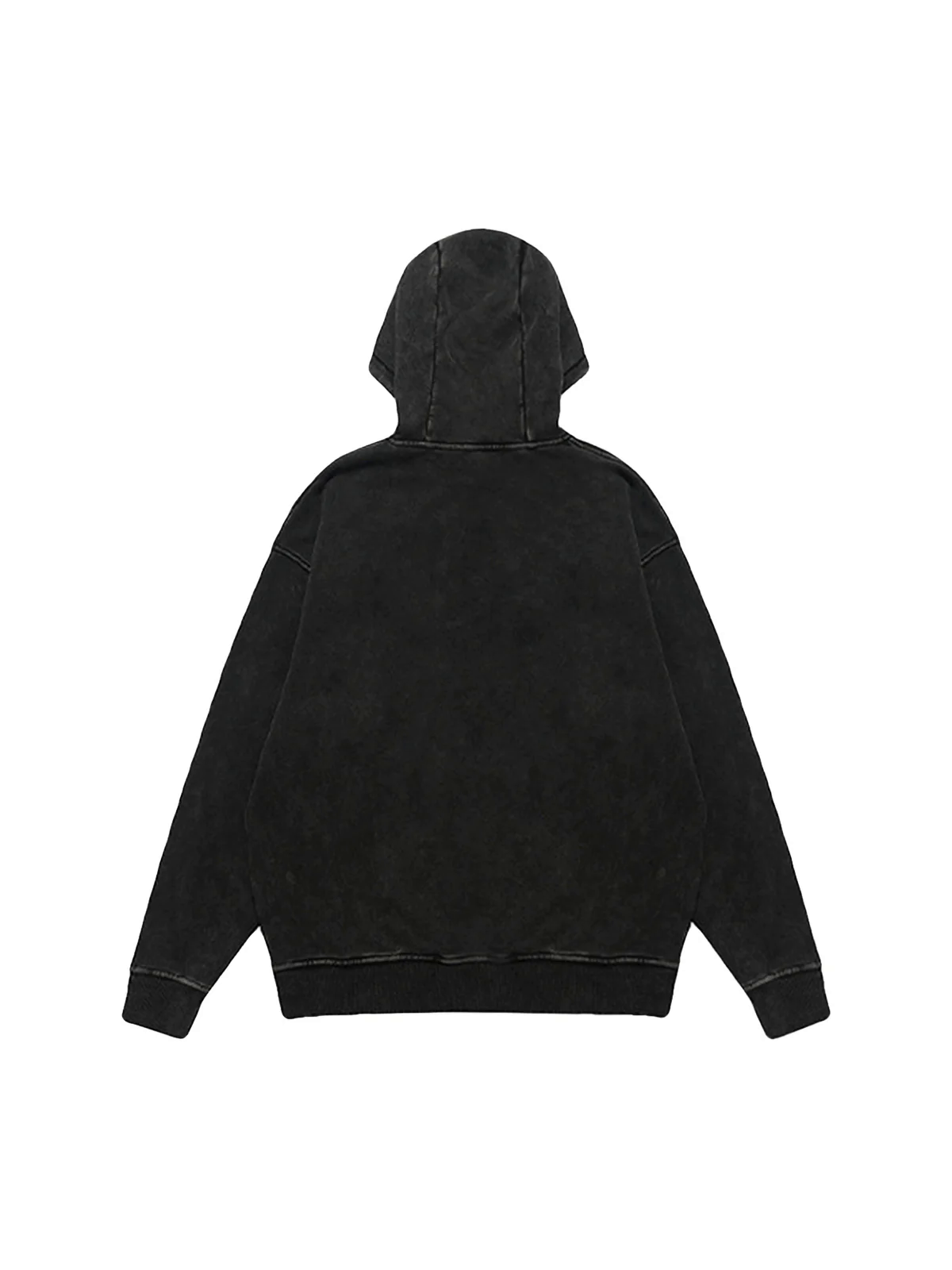 Heavy Washed Letter Portrait Print Fleece Hoodie Heavy Washed Letter Portrait Print Fleece Hoodie